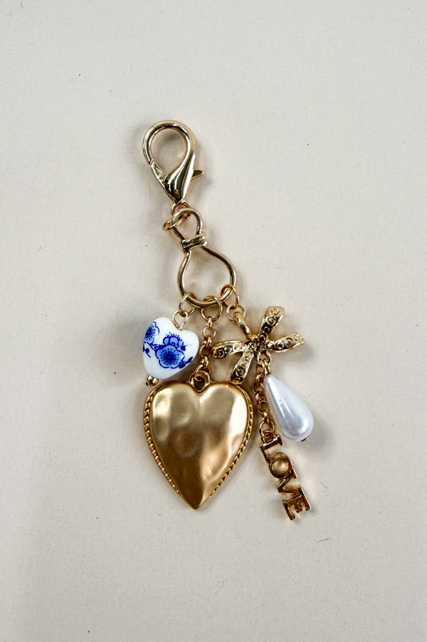 Bow Heart Love Bag Charm