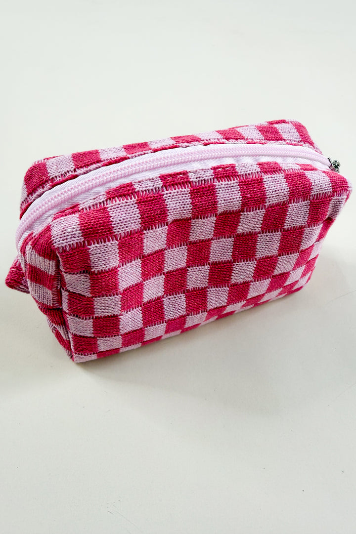 Checkered Makeup Cosmetic Pouch