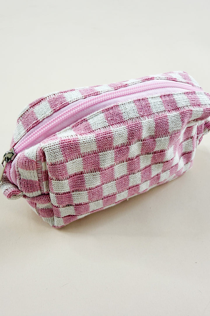 Checkered Makeup Cosmetic Pouch