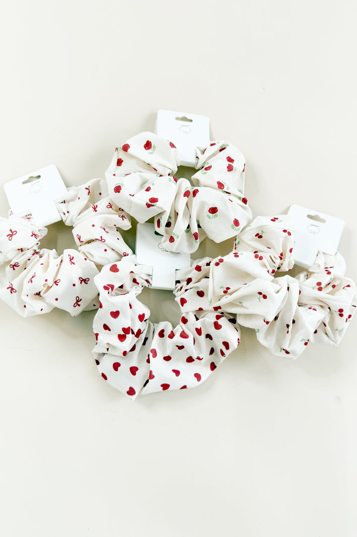 Cherry & Heart Bow Scrunchies