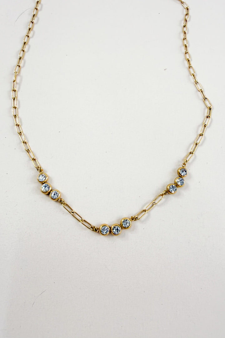 Éclaire 18K Gold CZ Station Necklace