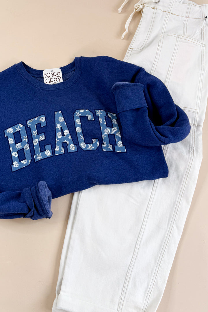 Patterned Beach Text Graphic Sweatshirt