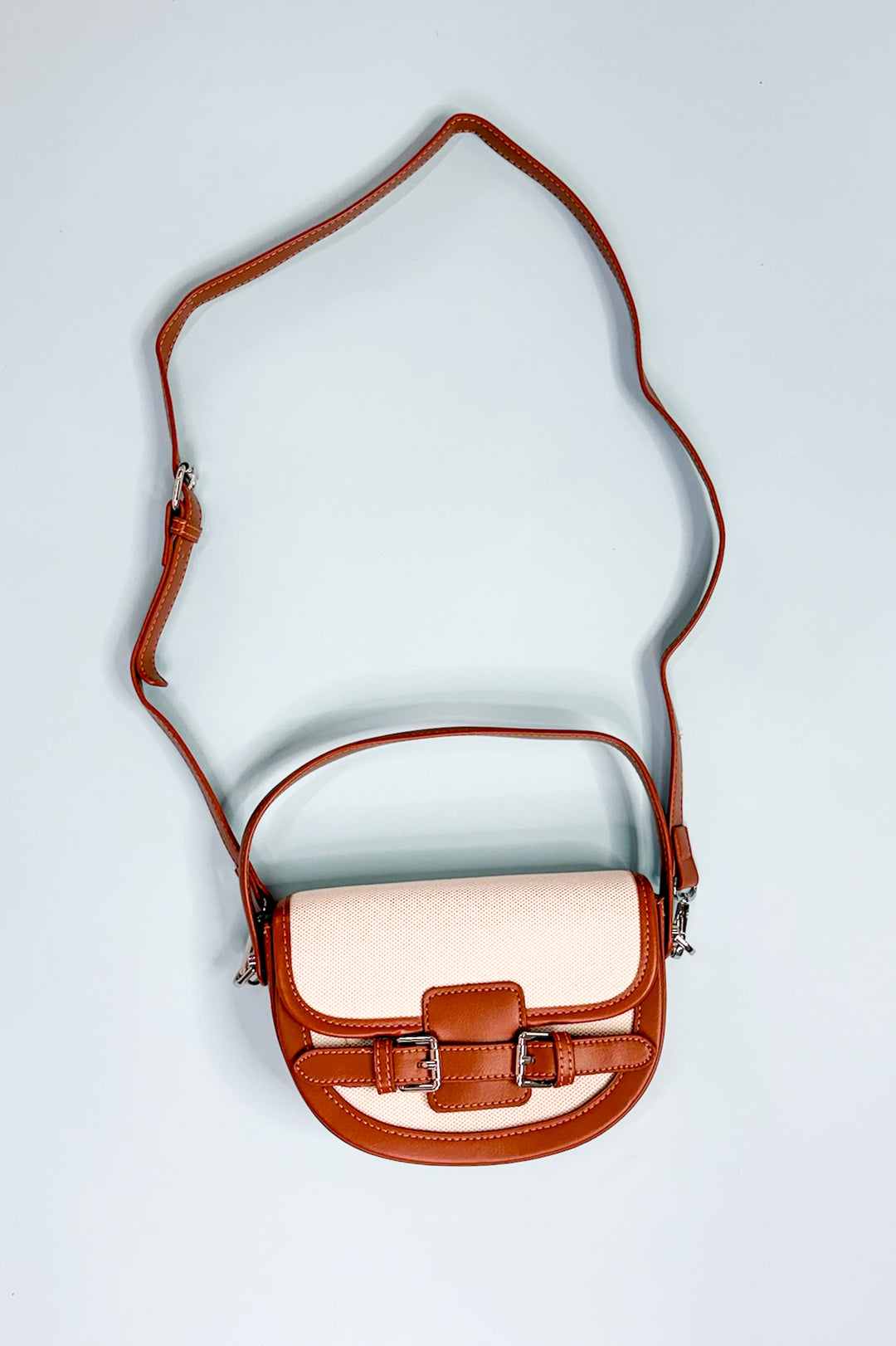 Buckle Décor Top Handle Canvas Crossbody Bag