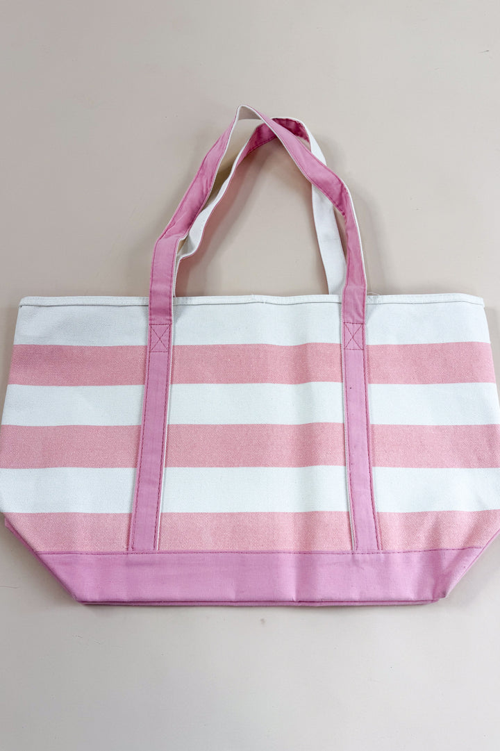 Premium Striped Cotton Canvas Shopping Tote Bag
