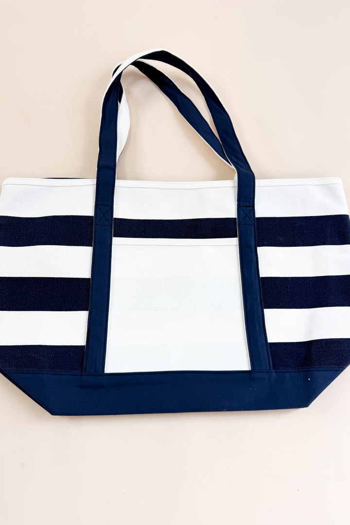 Premium Striped Cotton Canvas Shopping Tote Bag