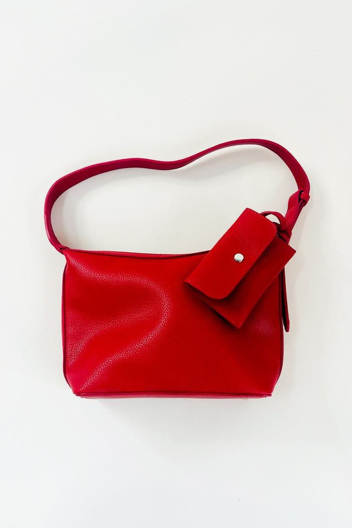 Microfiber Leather Shoulder Bag W/Accessory Pouch