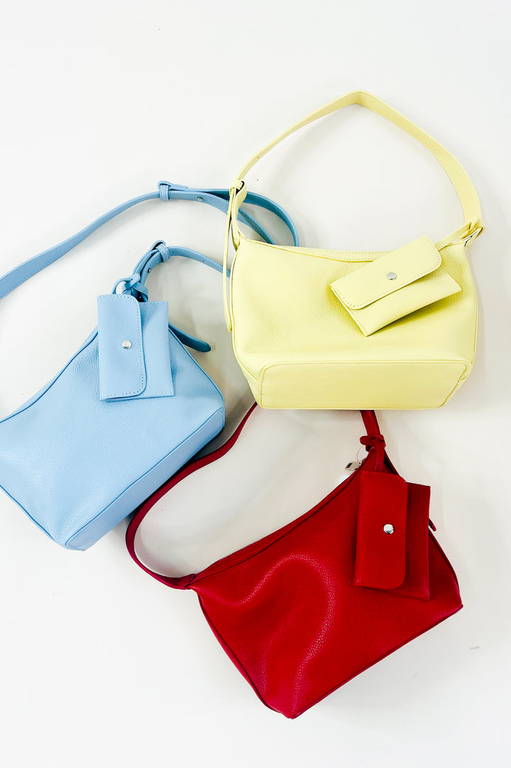 Microfiber Leather Shoulder Bag W/Accessory Pouch