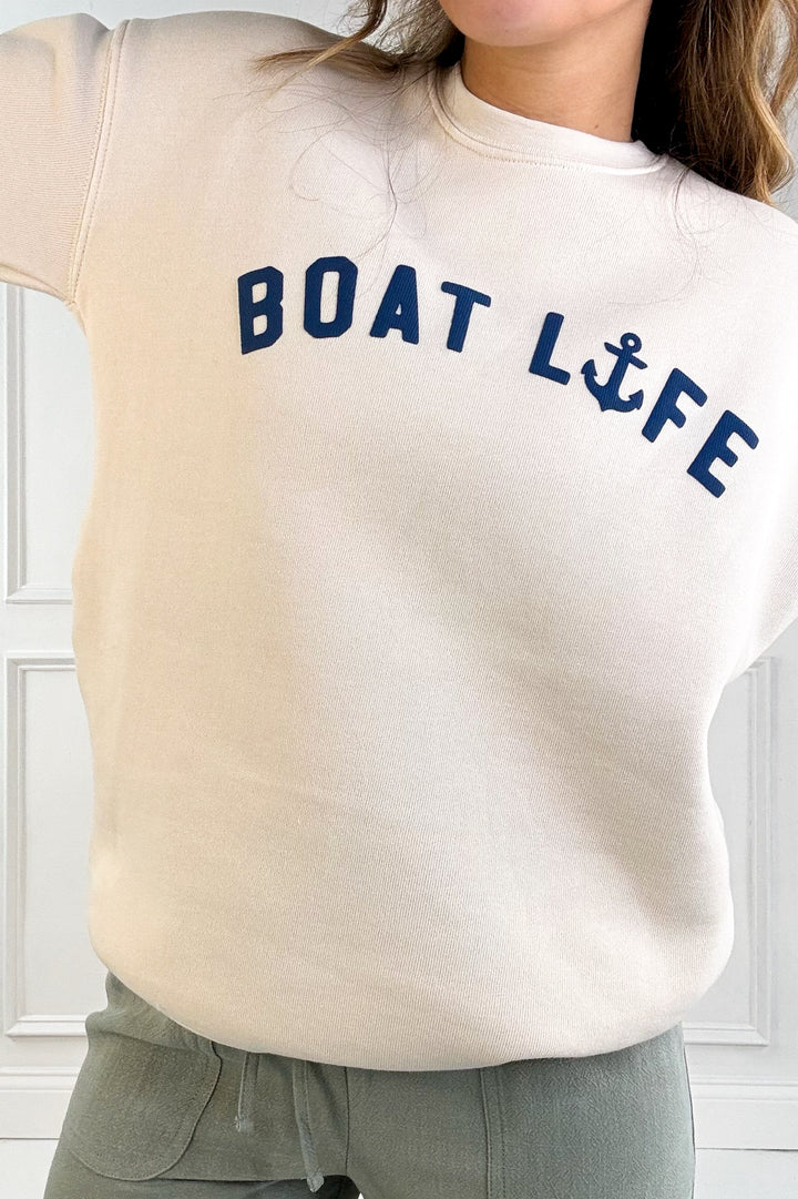 Boat Life Puff Print Graphic Sweatshirt
