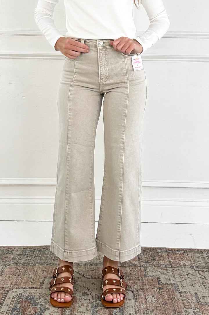 Risen Tummy Control High Rise Crop Wide Pants