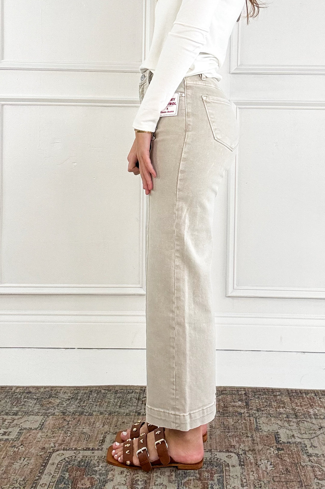 Risen Tummy Control High Rise Crop Wide Pants