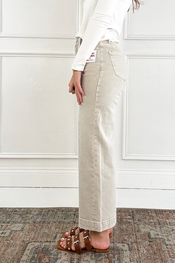 Risen Tummy Control High Rise Crop Wide Pants
