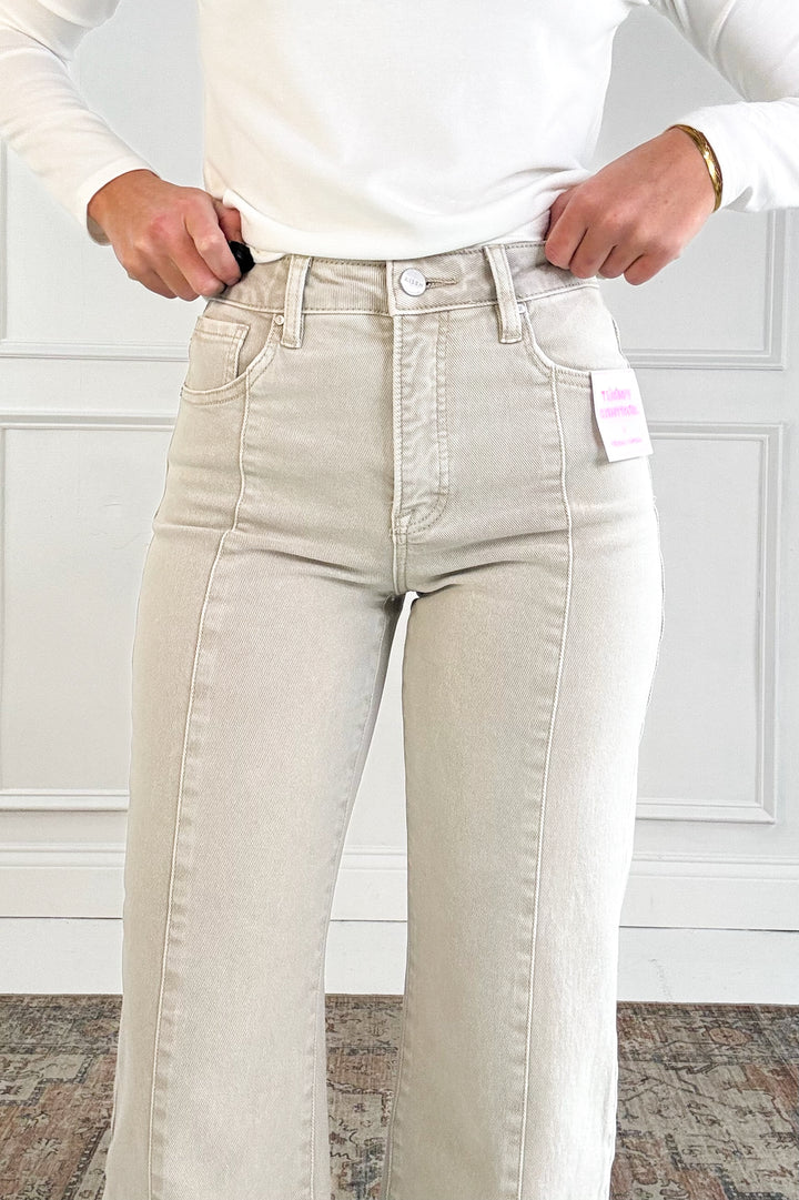 Risen Tummy Control High Rise Crop Wide Pants