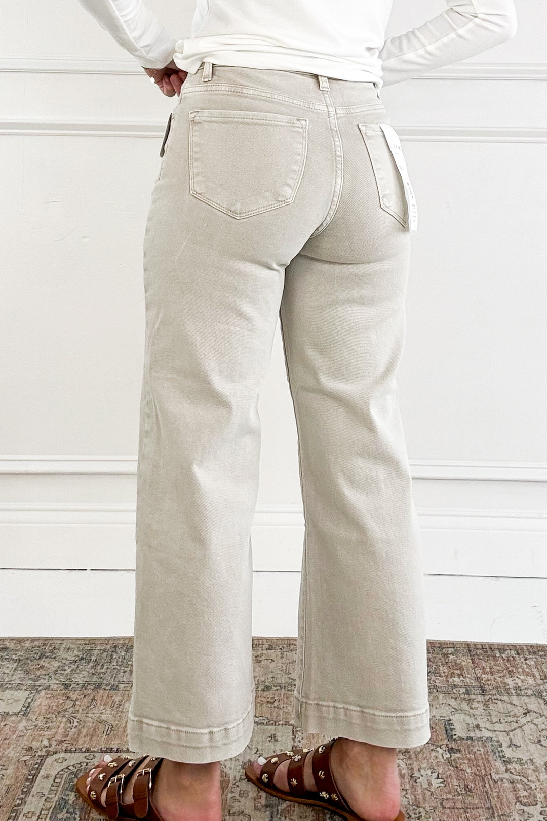 Risen Tummy Control High Rise Crop Wide Pants