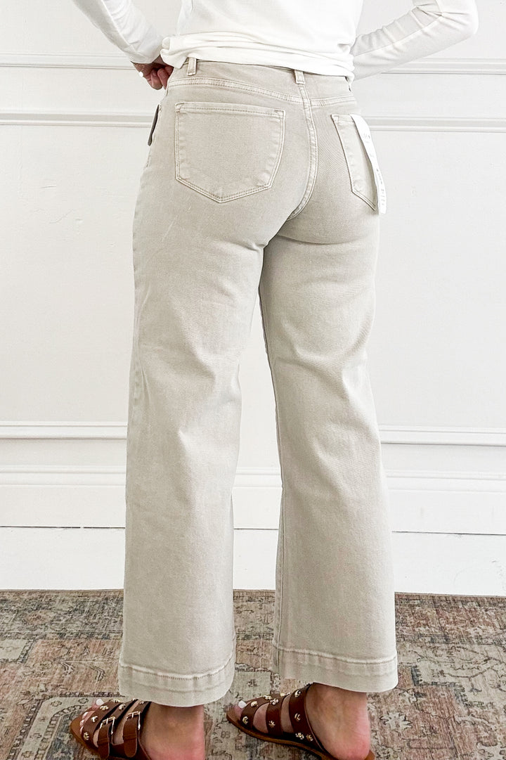 Risen Tummy Control High Rise Crop Wide Pants