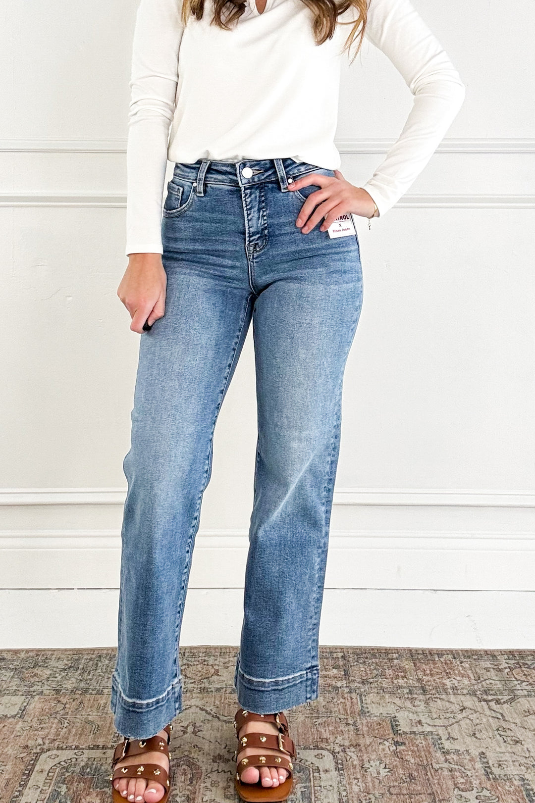 Risen Tummy Control High Rise Straight Jeans