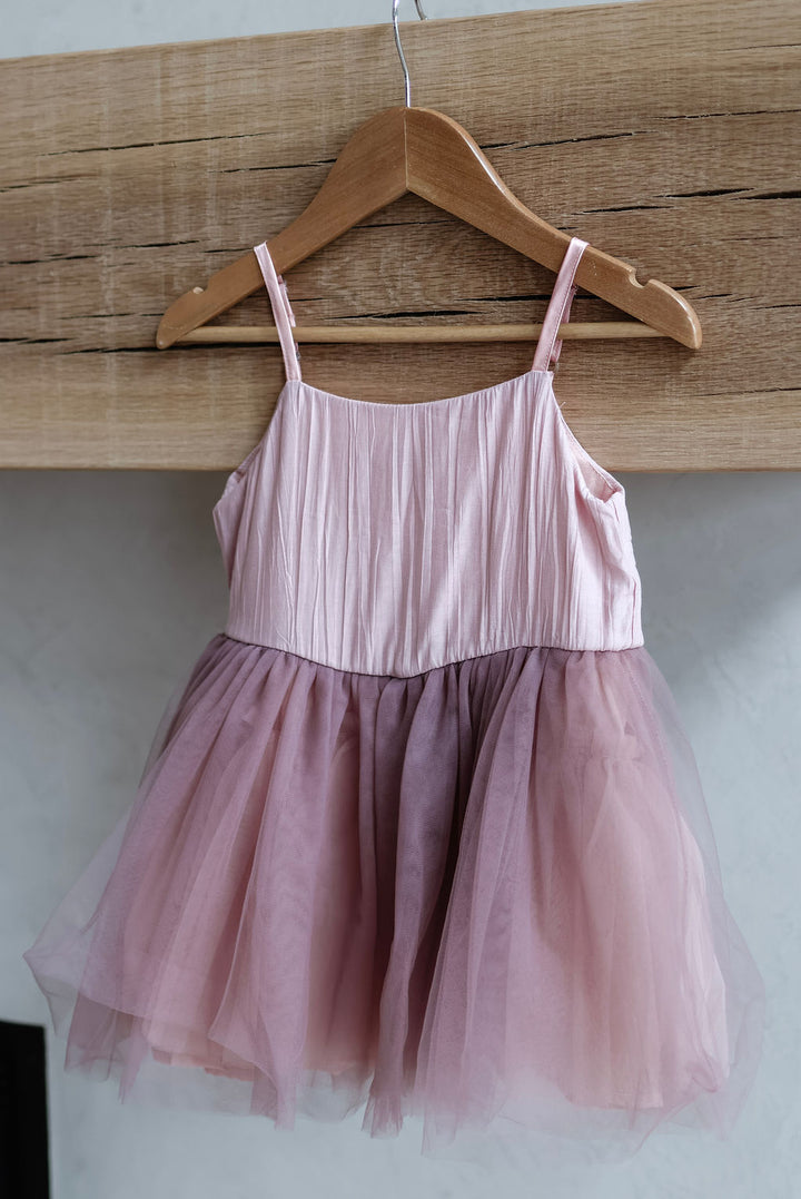 Girls Linen Mesh Twirl Dress