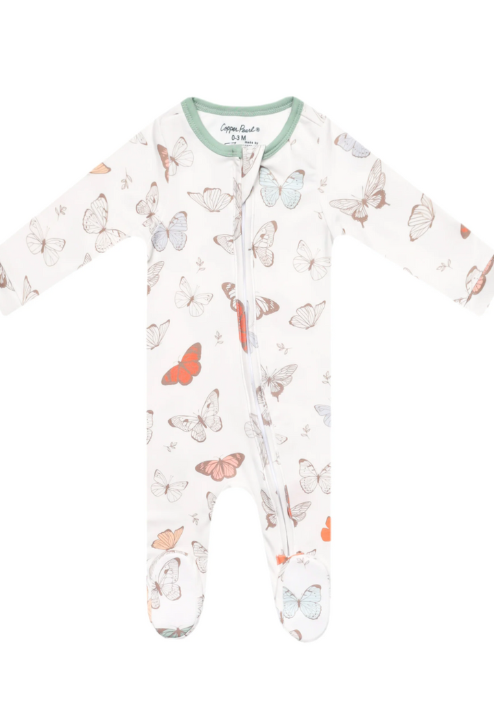 Luna Knit Zip Up Footie Pajamas | Copper Pearl