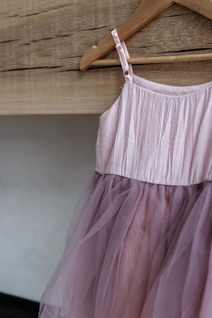 Girls Linen Mesh Twirl Dress