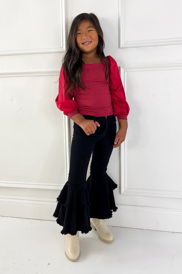 Mommy & Me Satin Sleeve Girls Leotard- Mini