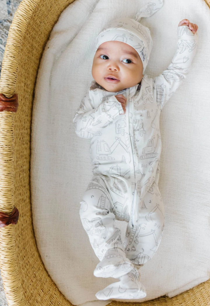 Gage Knit Zip Up Footie Pajamas | Copper Pearl