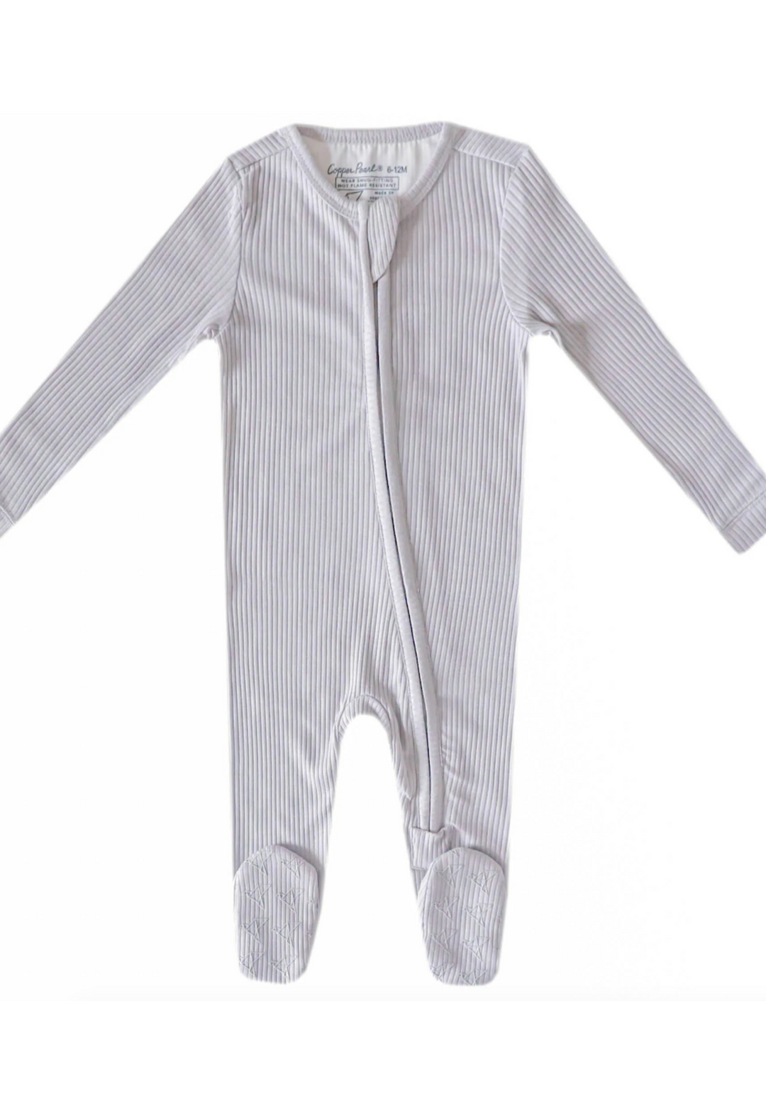 Ash Rib Knit Zip Up Footie Pajamas | Copper Pearl
