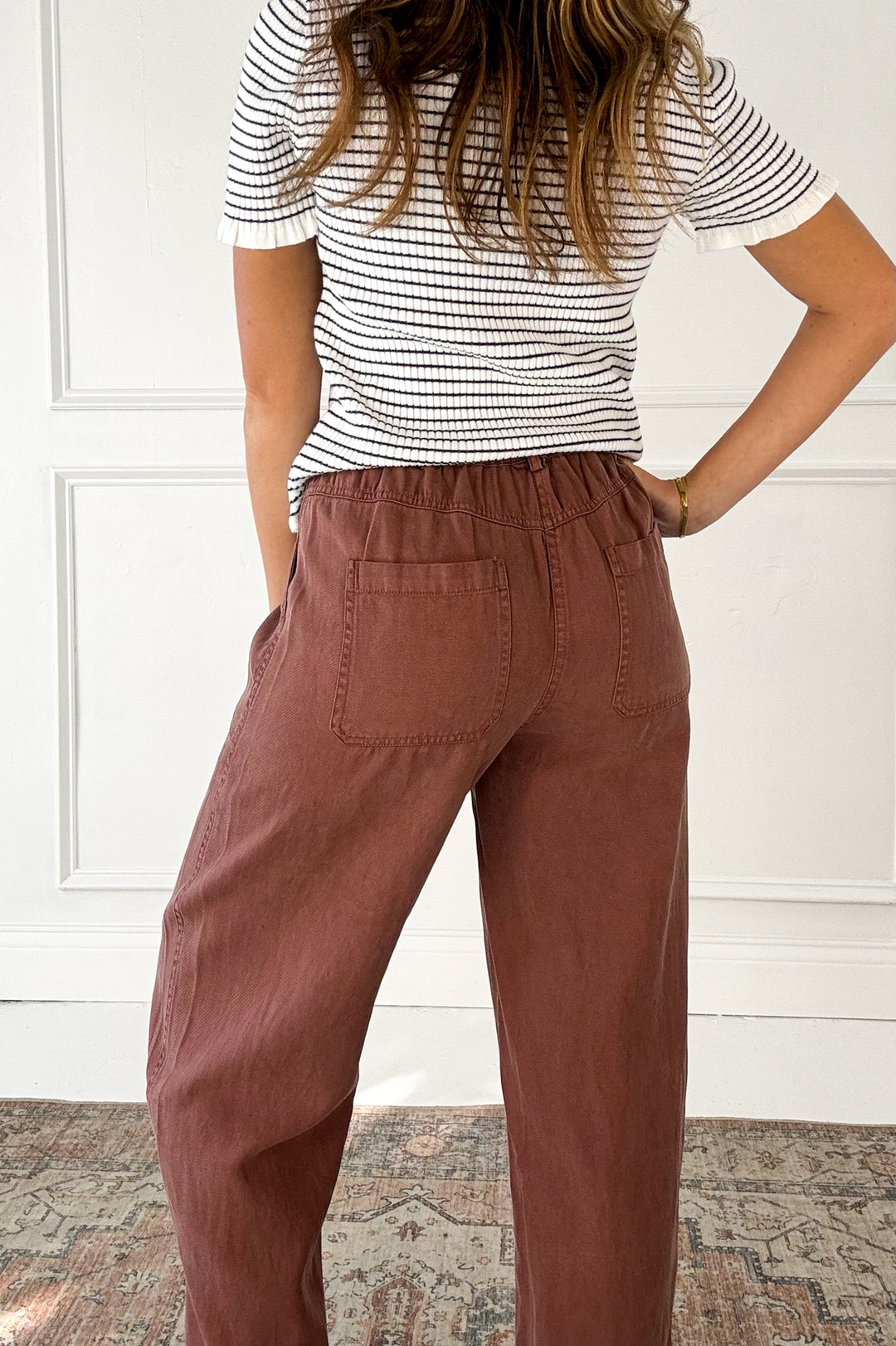 Tencel Linen Blend Barrel Tapered Pants