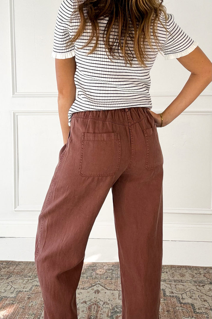 Tencel Linen Blend Barrel Tapered Pants