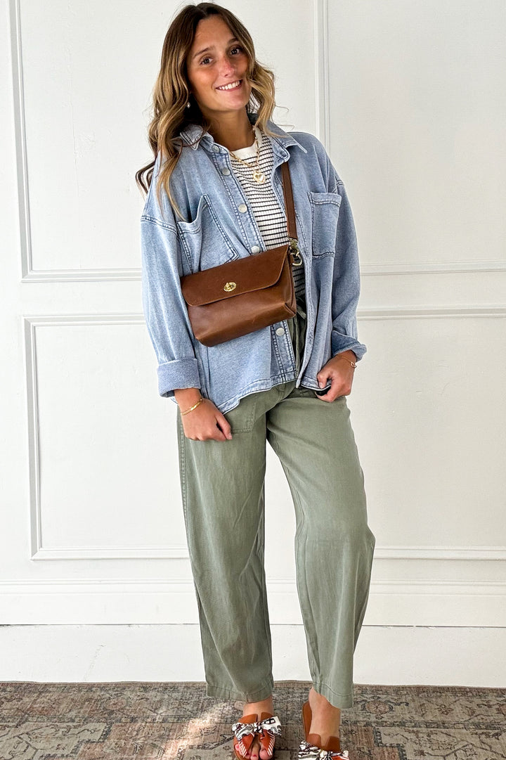 Tencel Linen Blend Barrel Tapered Pants