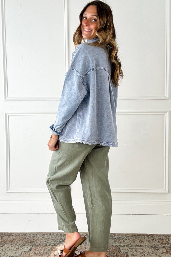 Tencel Linen Blend Barrel Tapered Pants