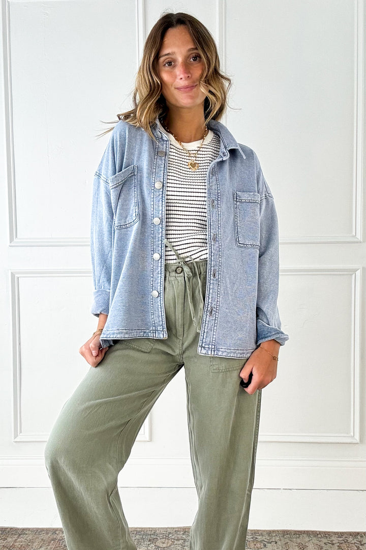 Knit Denim Cropped Jacket