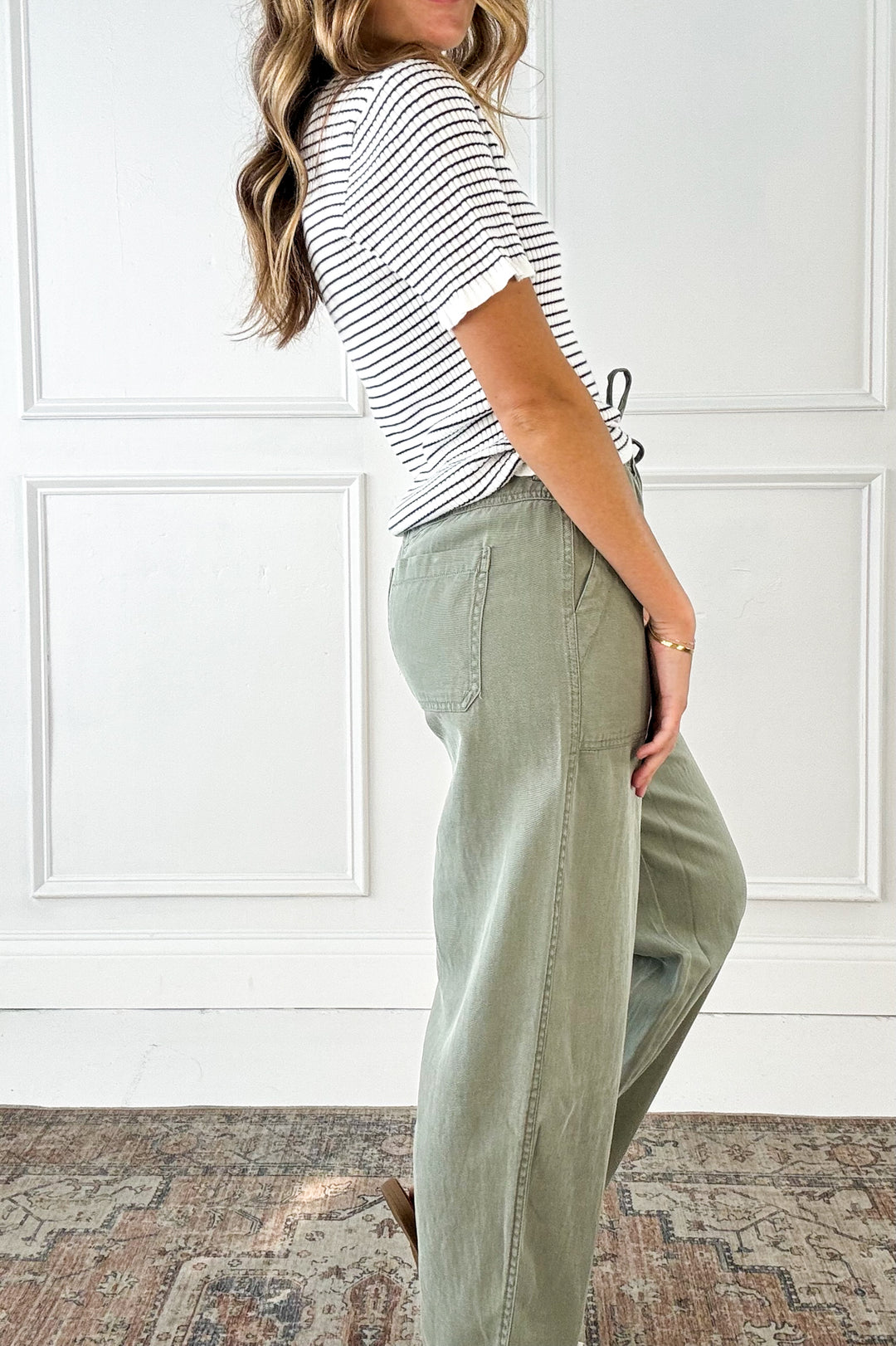Tencel Linen Blend Barrel Tapered Pants