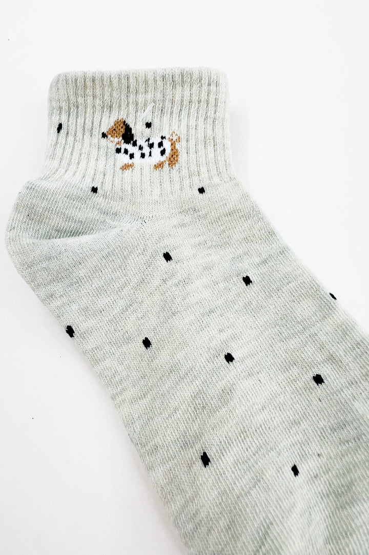 Polka Dot Dog Ankle Socks