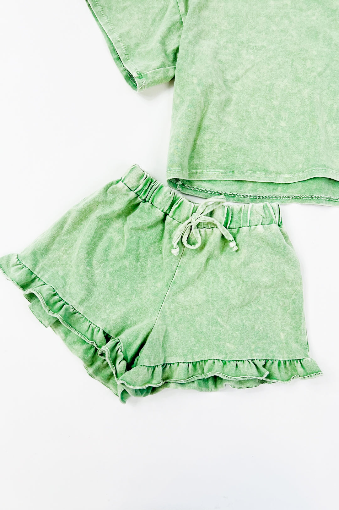Girl's Mineral Washed Top & Shorts Set