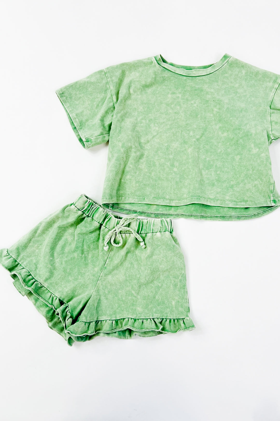 Girl's Mineral Washed Top & Shorts Set
