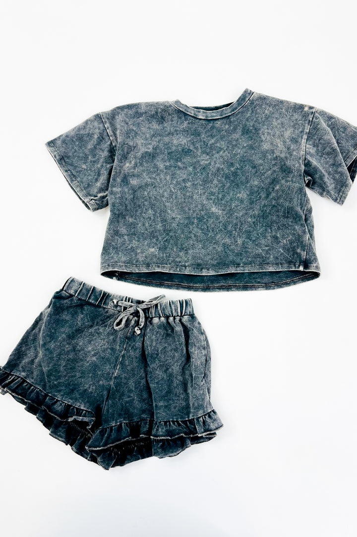 Girl's Mineral Washed Top & Shorts Set