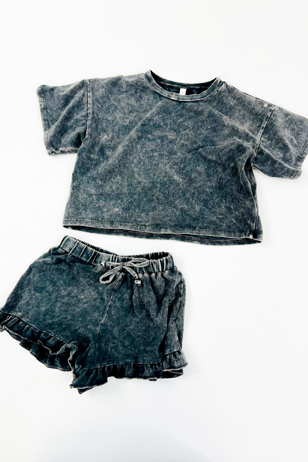 Girl's Mineral Washed Top & Shorts Set