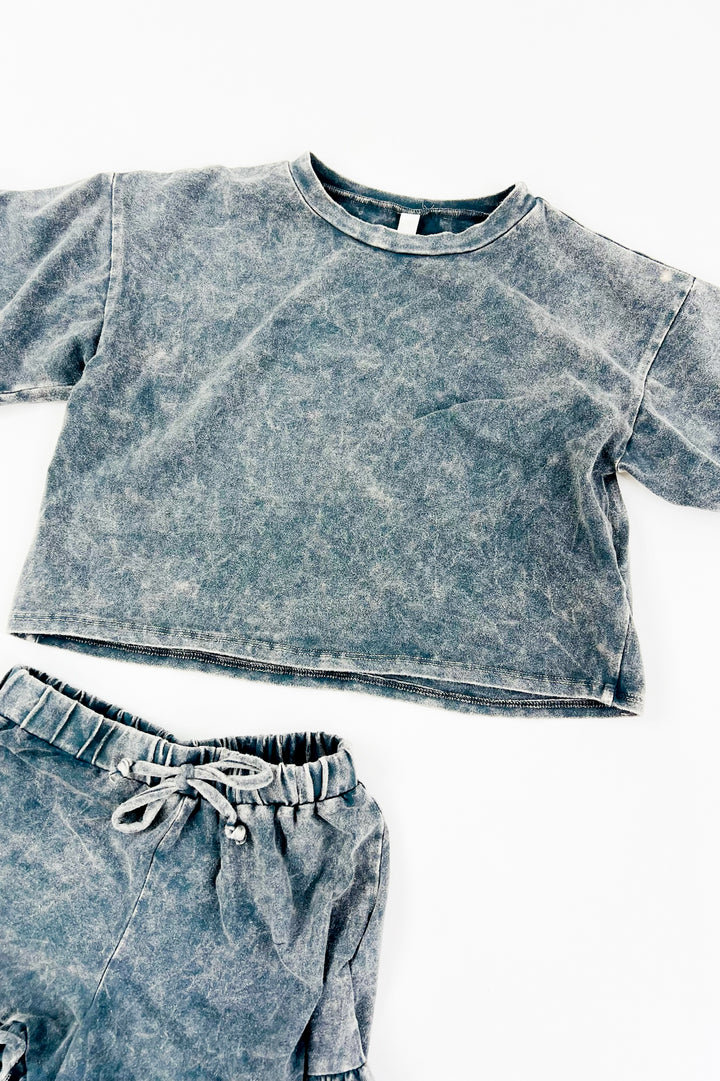 Girl's Mineral Washed Top & Shorts Set