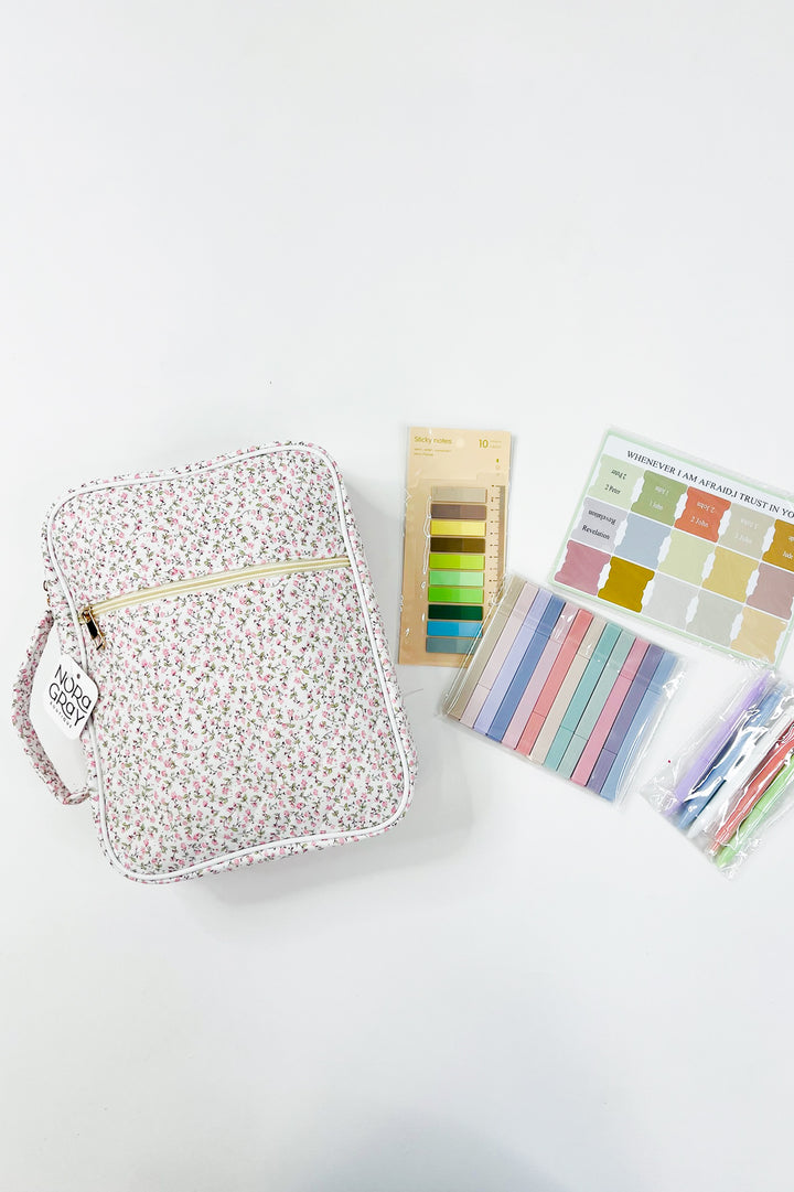 Naomi Pink Floral Print Bible Cover