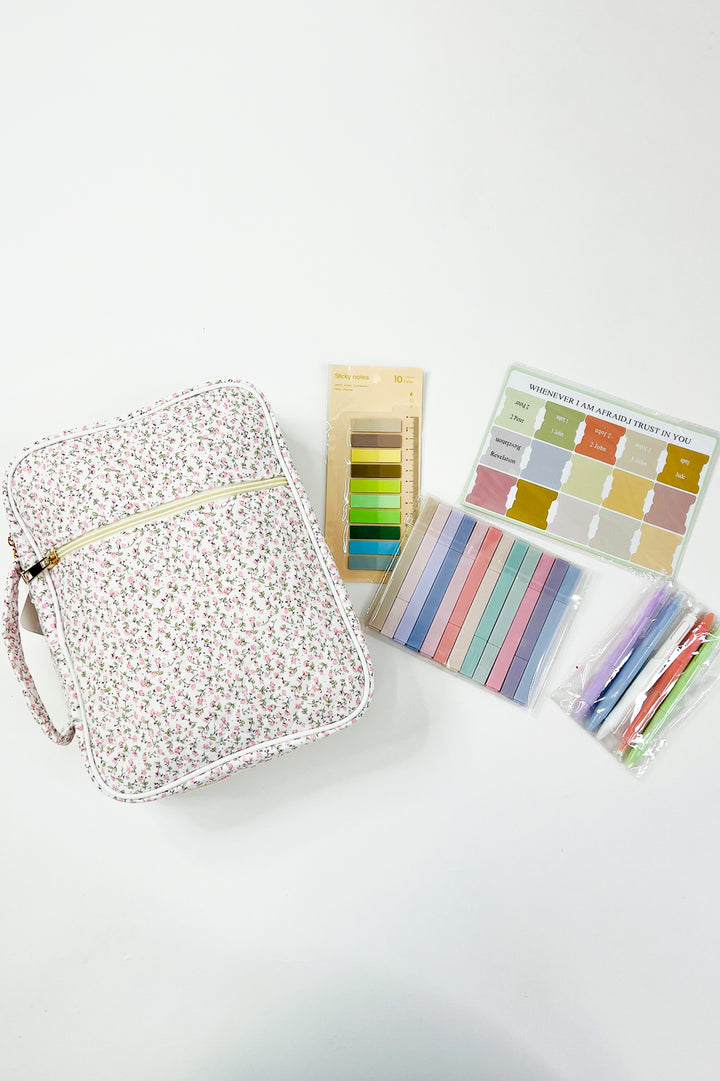 Naomi Pink Floral Print Bible Cover