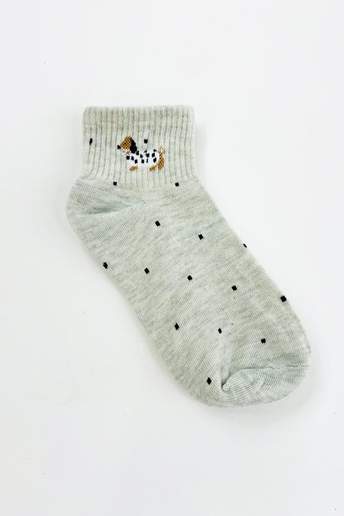 Polka Dot Dog Ankle Socks