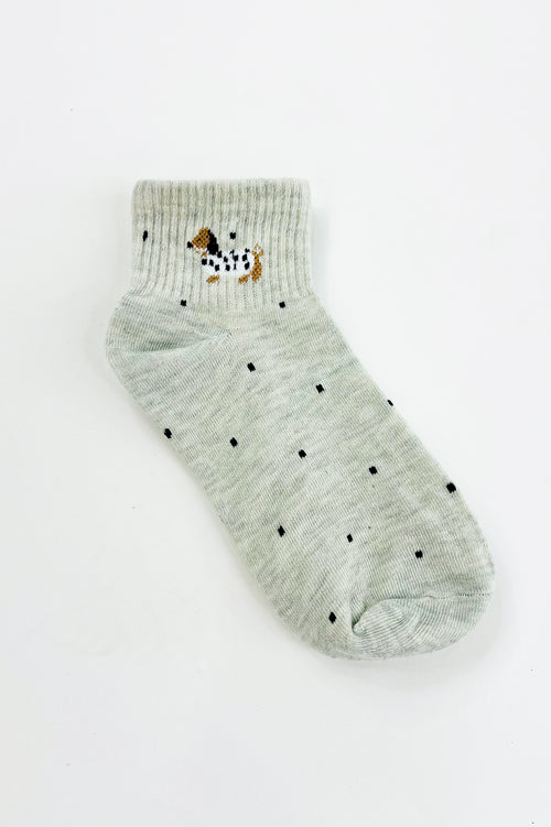 Polka Dot Dog Ankle Socks