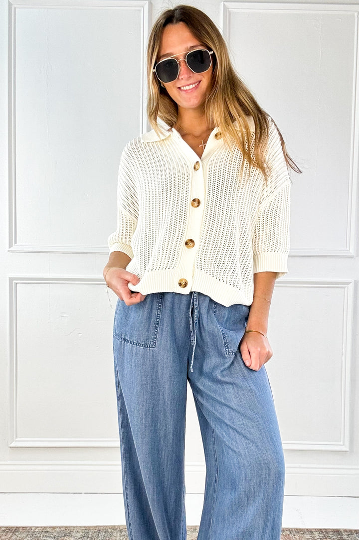 Wide Leg Chambray Pants