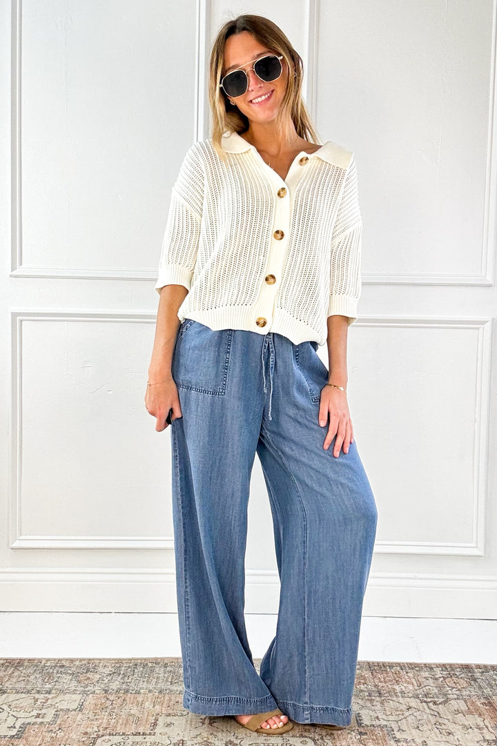 Wide Leg Chambray Pants