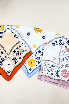 Daisy Border Silk Scarf