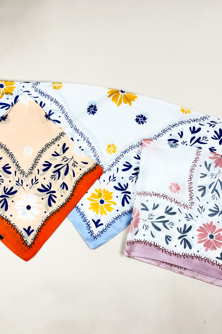 Daisy Border Silk Scarf