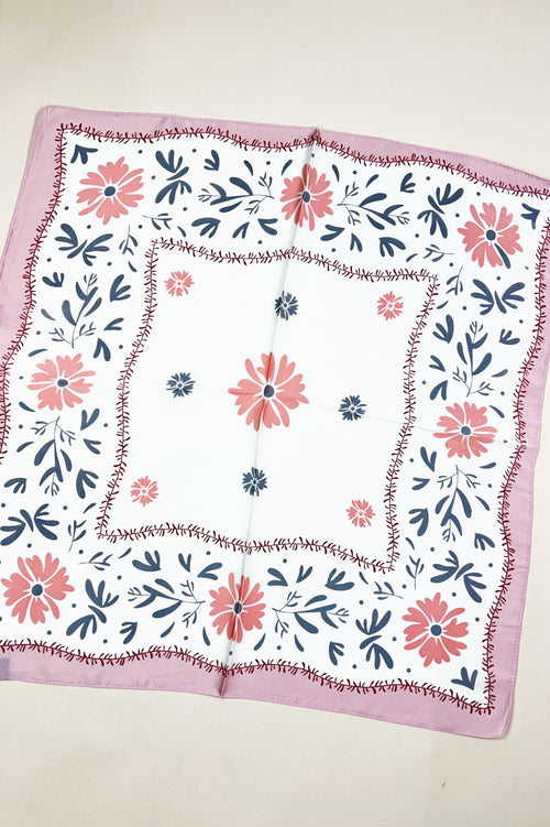 Daisy Border Silk Scarf
