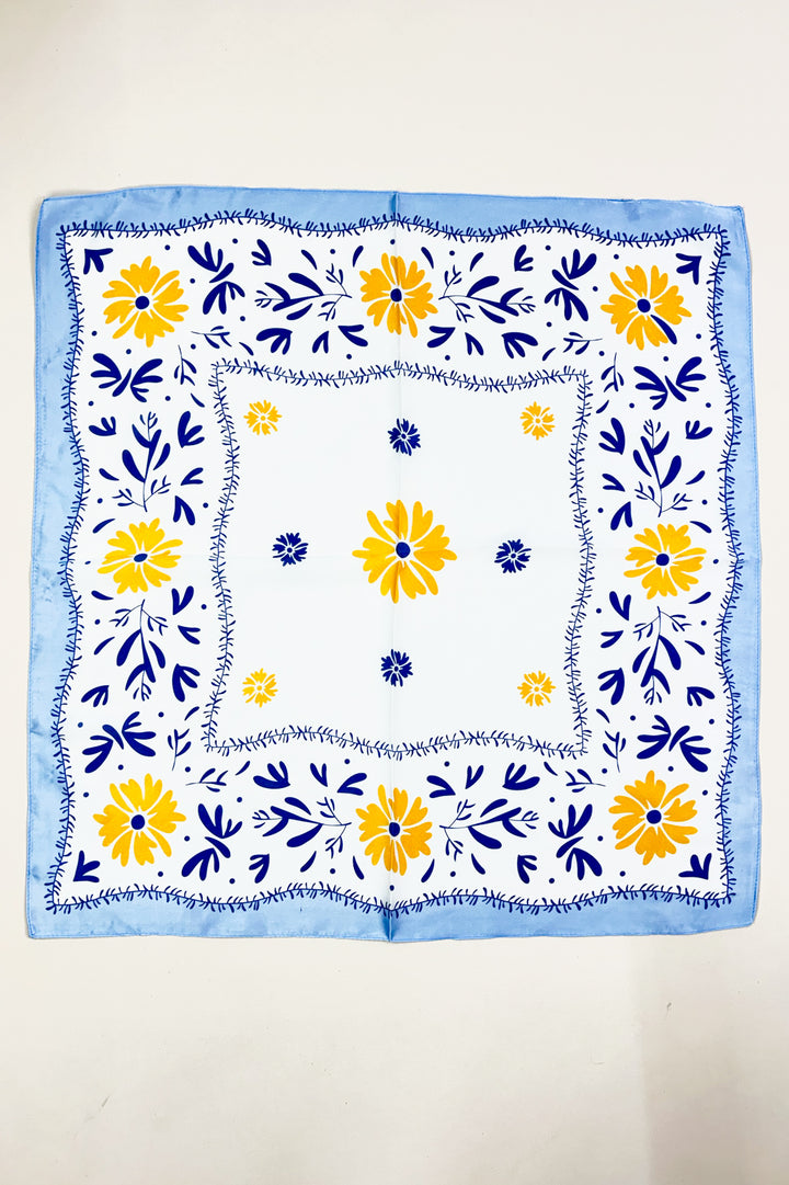 Daisy Border Silk Scarf