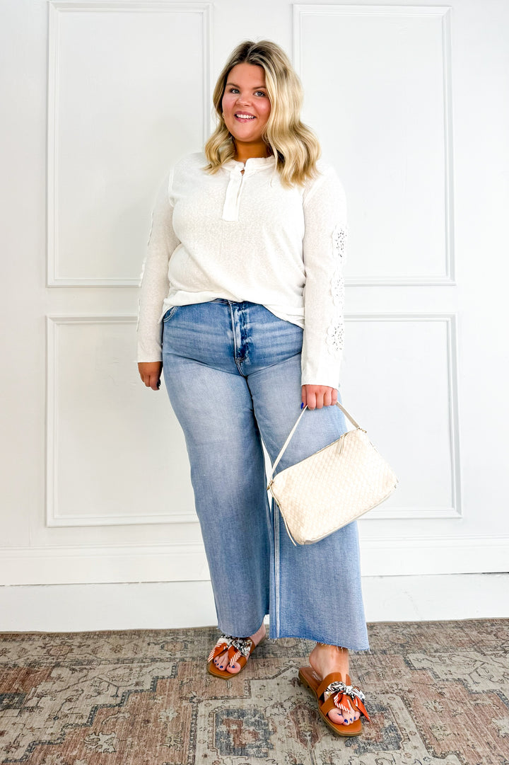 Curvy Crochet Long Sleeve Henley Top