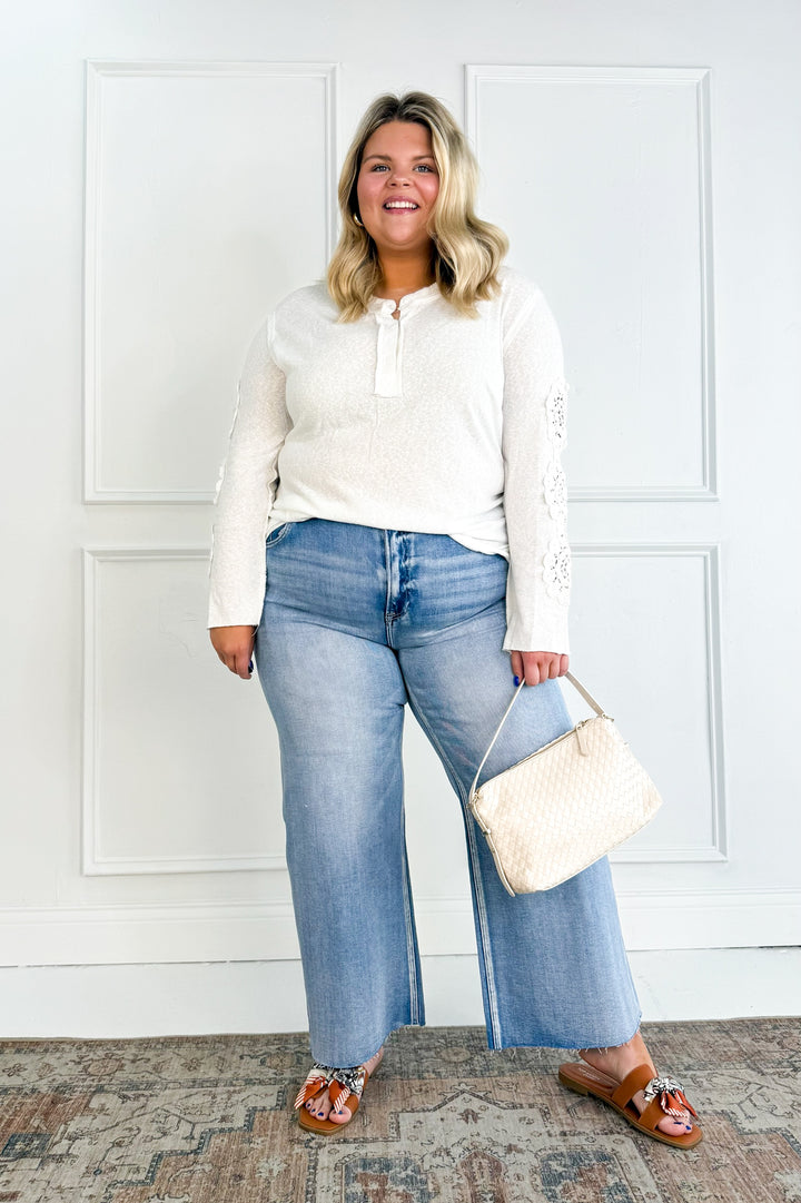 Curvy Crochet Long Sleeve Henley Top