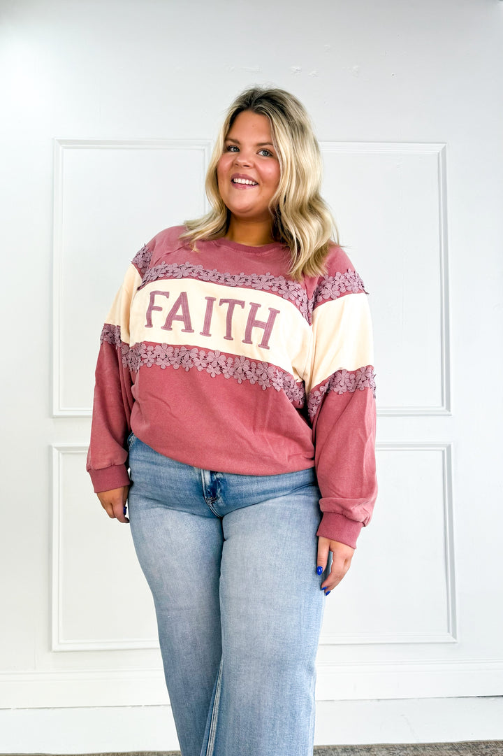 Curvy Faith Appliqué Sweatshirt